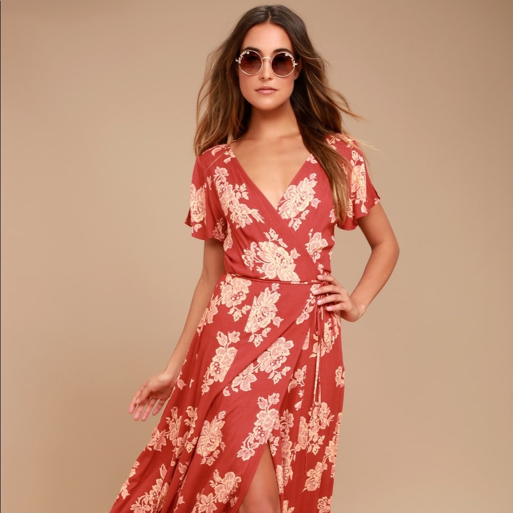 Lulus heart of marigold wrap maxi dress